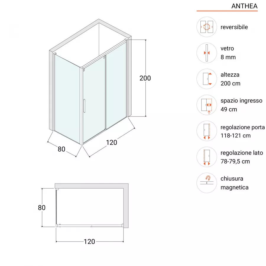 Pedana doccia antiscivolo compatibile con piatto doccia 120x70/80 cm in  multistrato marino slim