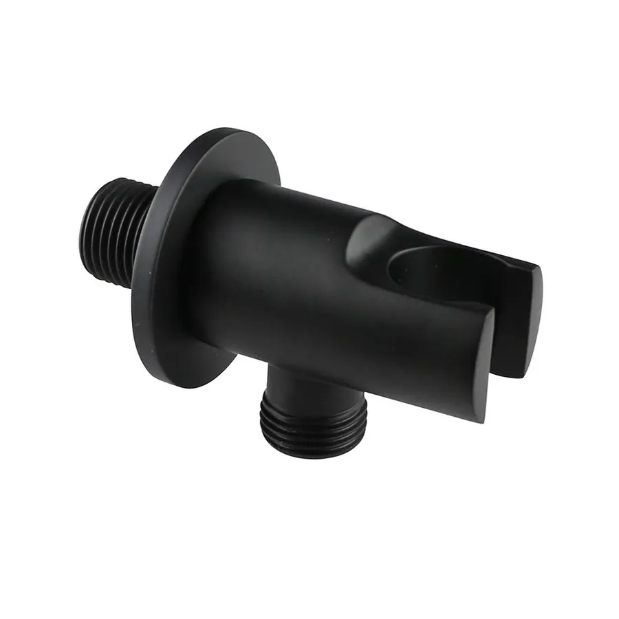 Arco Doccia A Parete Con Supporto Soffione, Nero Opaco, Ottone, Attacco G 1/2