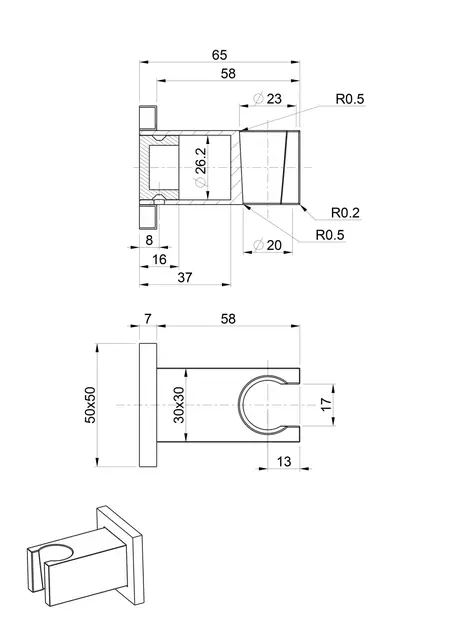 Supporto per doccetta in ABS cromo linea Hidra