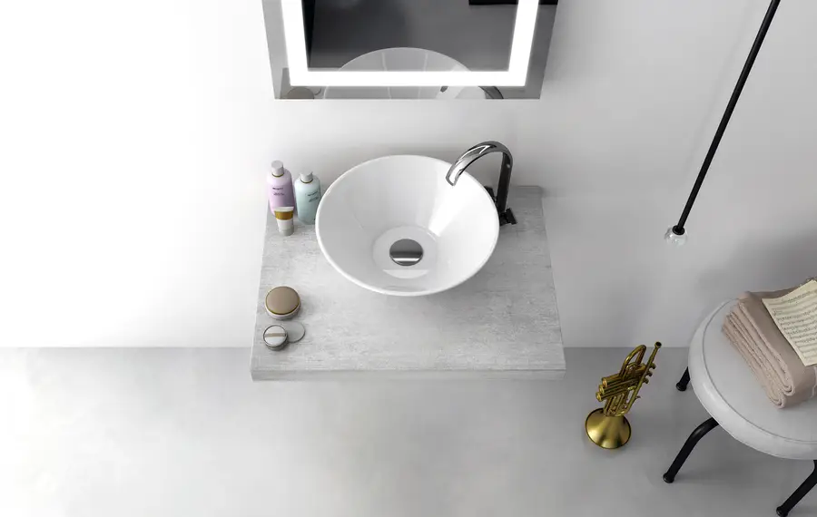 Cassetto contenitore sospeso arredo bagno grigio cemento urban da 100 x 27h  cm