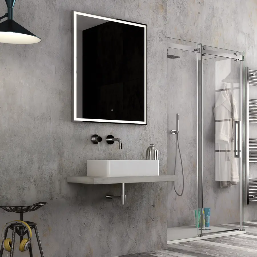 Mensola grigio cemento beton da 80 cm profondo 50 cm per lavabi da appoggio  arredo moderno