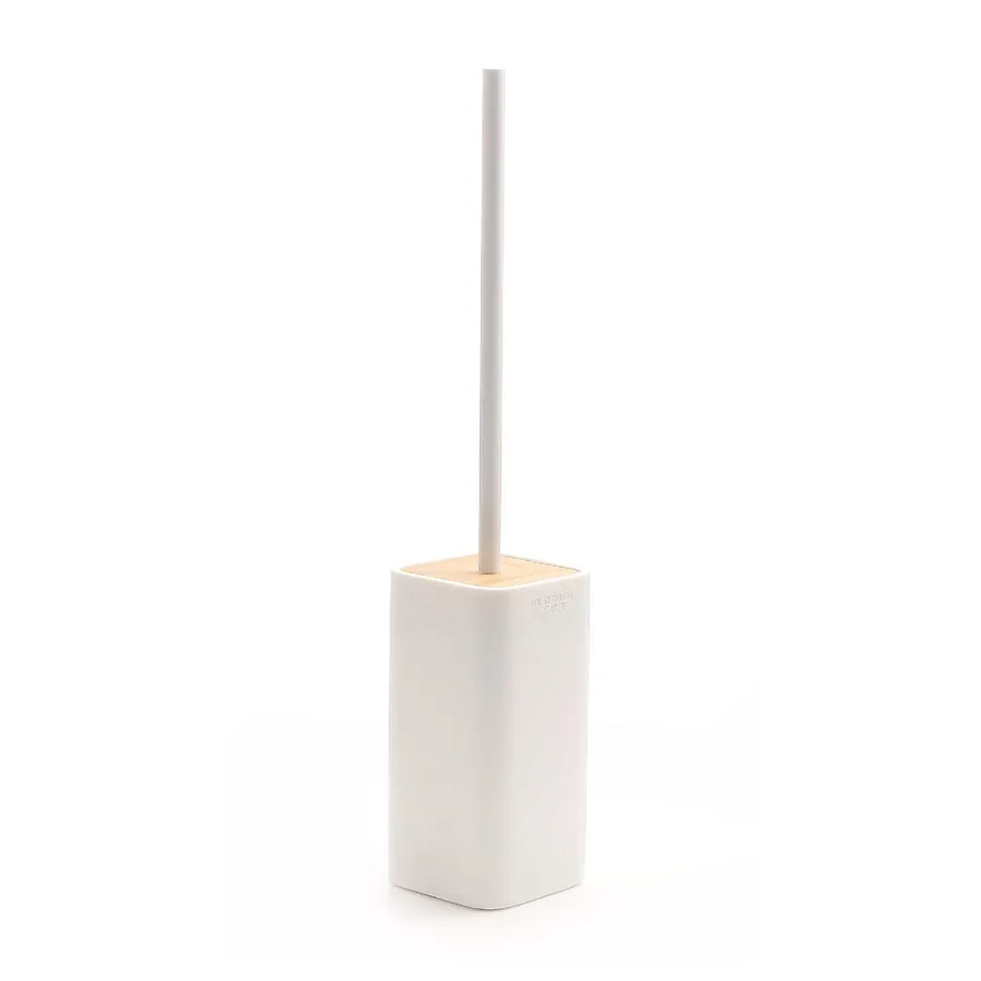Scopino WC Con Ciuffo In Setole Da Appoggio In Ottone, Acciaio Inox E Cromall 3234 Gedy Serie Outline Bianco Opaco