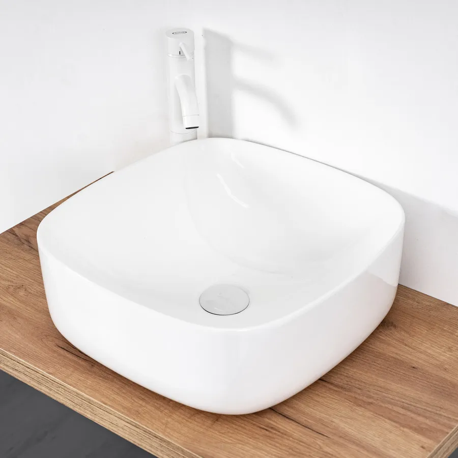 Lavabo Da Appoggio Ghost 42 Cm In Ceramica – Design Made In Italy (Bianco Lucido)