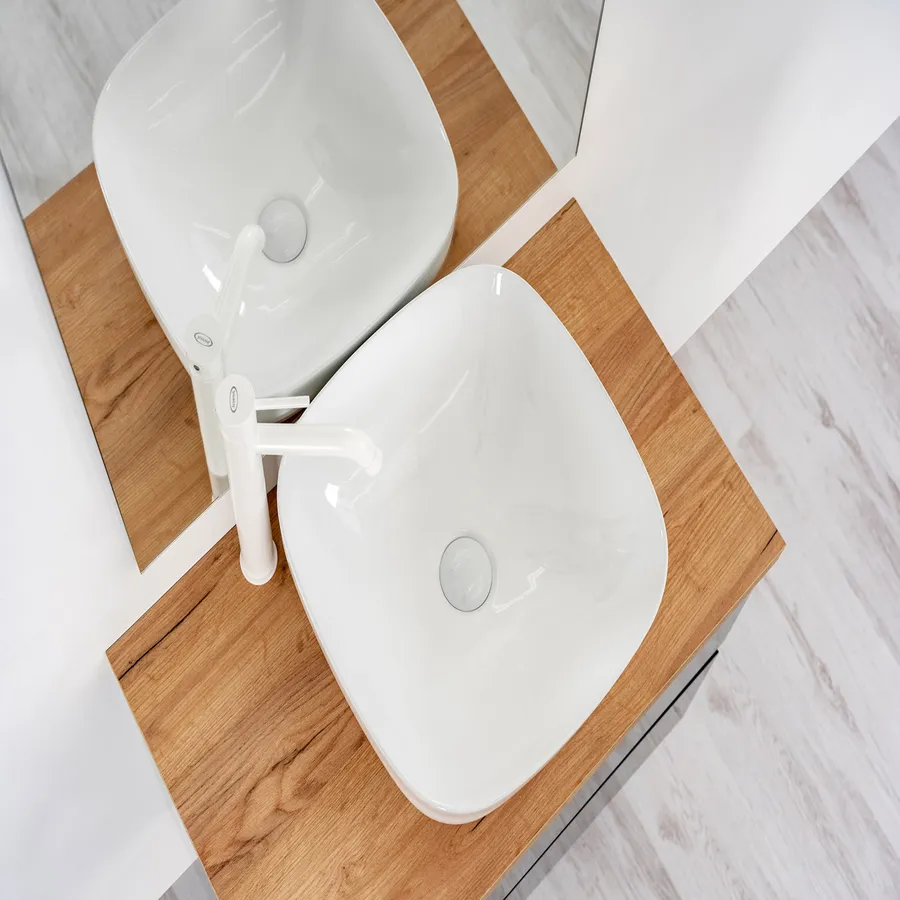Lavabo da Appoggio Brema 60x35 H15 cm Resina Bianco Lucido