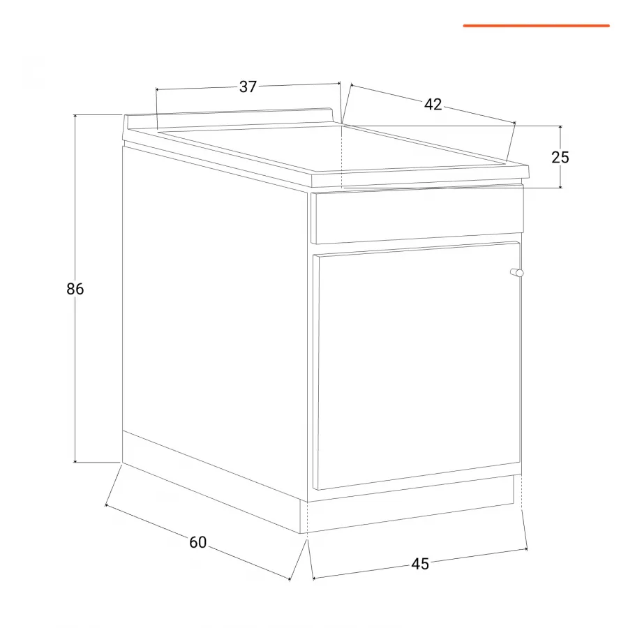 Mobile lavatoio per interno o esterno 45x60 anta + vasca e asse lavapanni