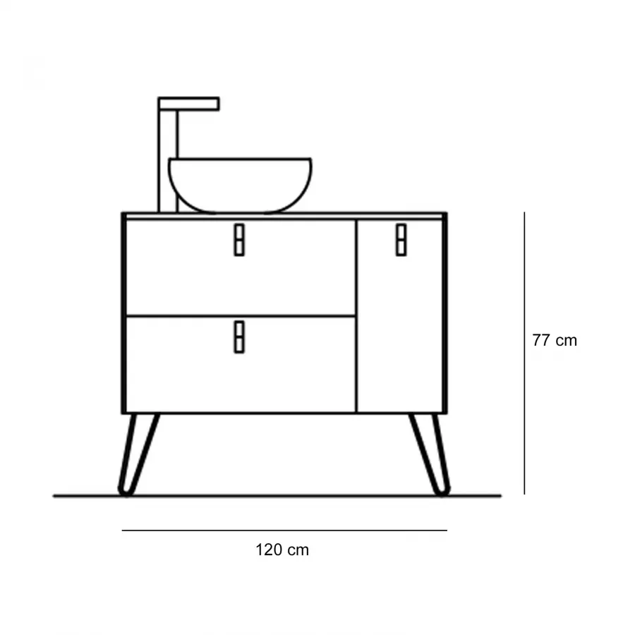 Mobile bagno portalavabo sx 120 cm con cassetti bianco opaco e top