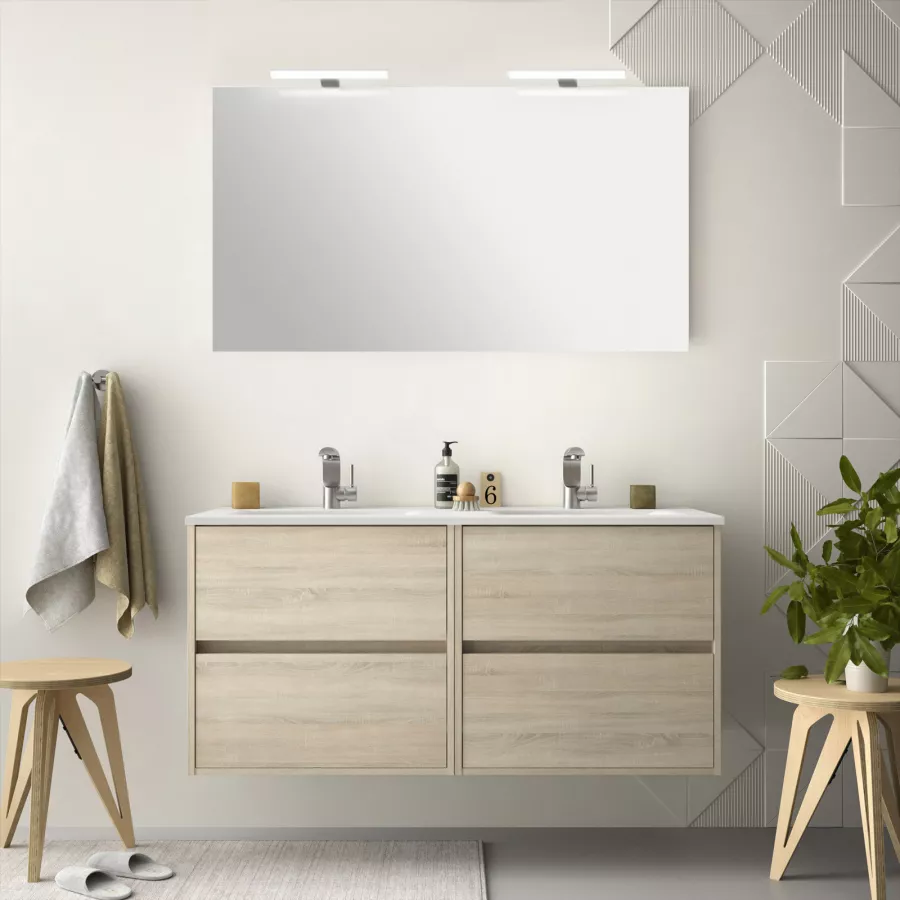 Mobile bagno sospeso rovere eternity 4 cassetti con doppio lavabo