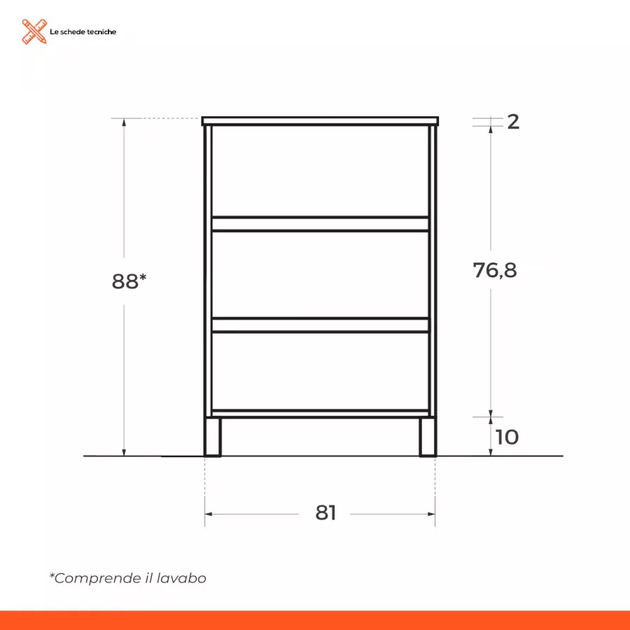 Pensile bagno 60x84 h cm con ante rovere scuro - Eternity