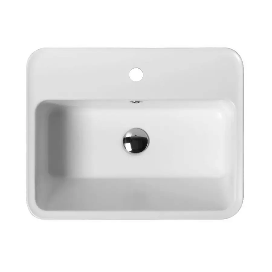 Lavabo in ceramica monoforo Wynn Colavene sospeso o da appoggio bianco opaco  50x40x25 cm