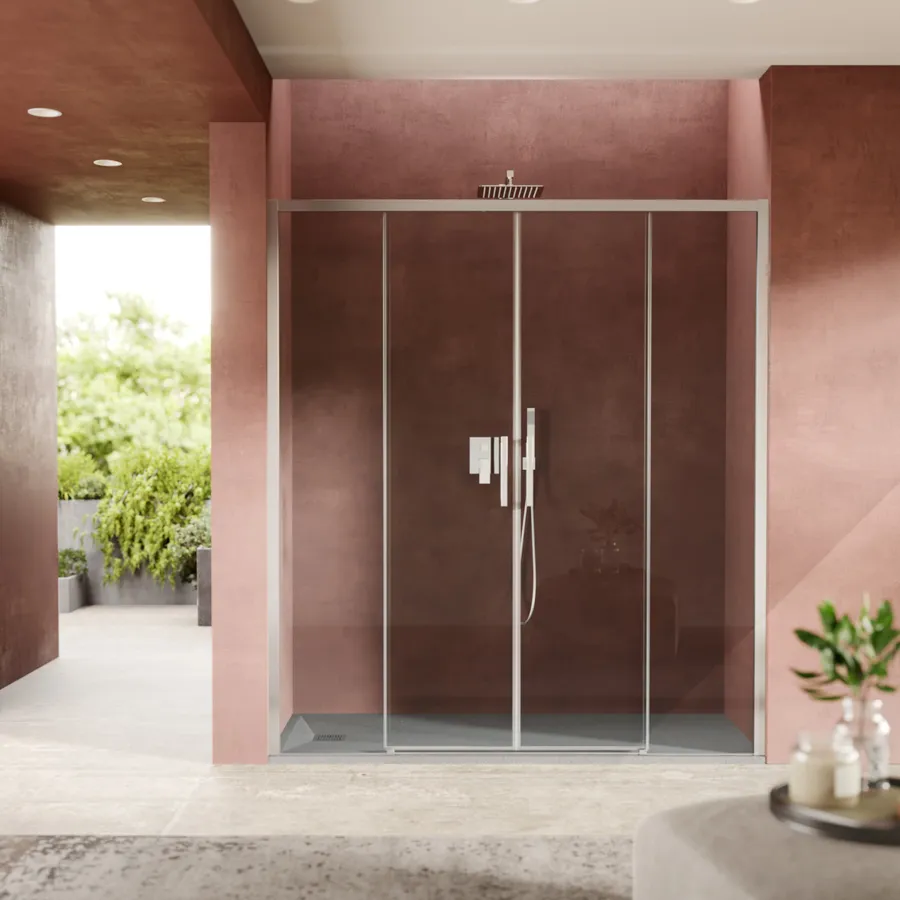 Porta Doccia Scorrevole Per Nicchia 120x195cm - Vetro Temperato 8mm Anticalcare, Alluminio Cromato - Foto 7