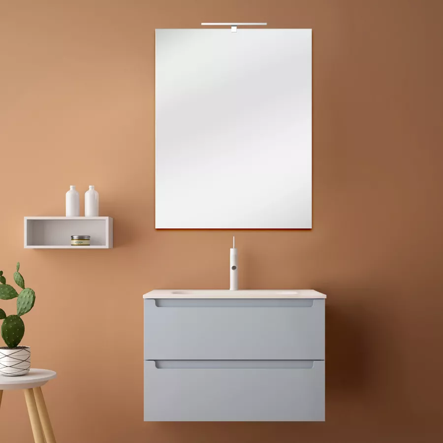 Mobile bagno sospeso 80 cm con ante e cassetti carta da zucchero