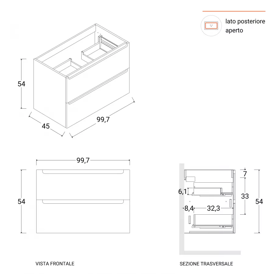 Mobile bagno bianco neve opaco soft touch da 100 cm con lavabo e specchio -  Agata