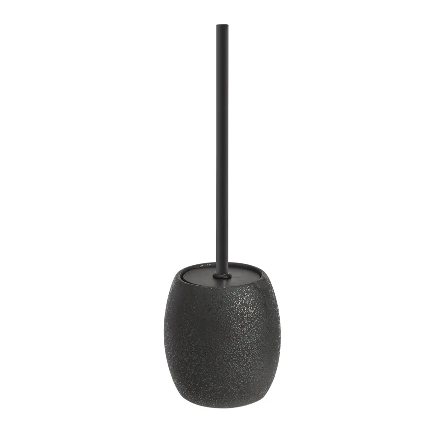 Linea Bagno 'RELAX' – Porta Scopino In Ferro Battuto E Ceramica Italiana – Colore Nero