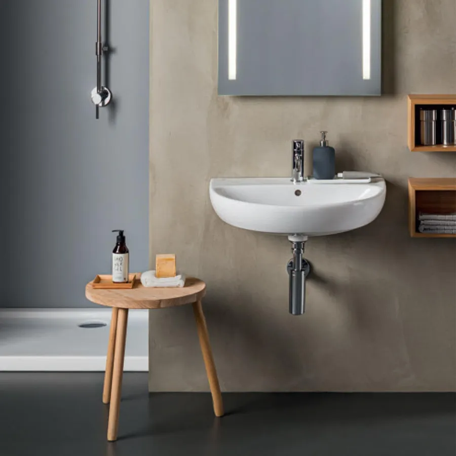 Geberit Selnova Comfort - Lavabo Senza Barriere, 60x55 Cm, Con Troppopieno E Foro Per Miscelatore Bianco 502769007 77074752 - 6