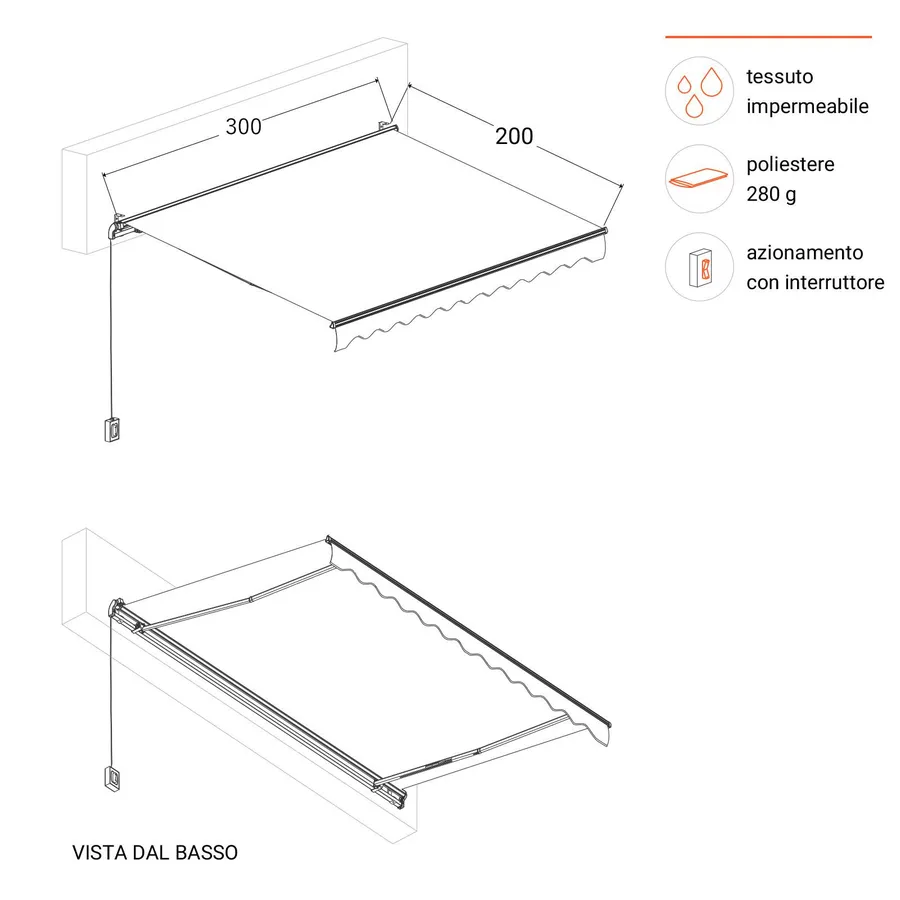 Tenda Parasole Quadrata 2x2 Metri - Colore Grigio Scuro - Ideale Per Giardino E Terrazzo - 5