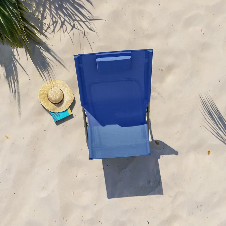 Spiaggina poltrona pieghevole in acciaio con cuscino