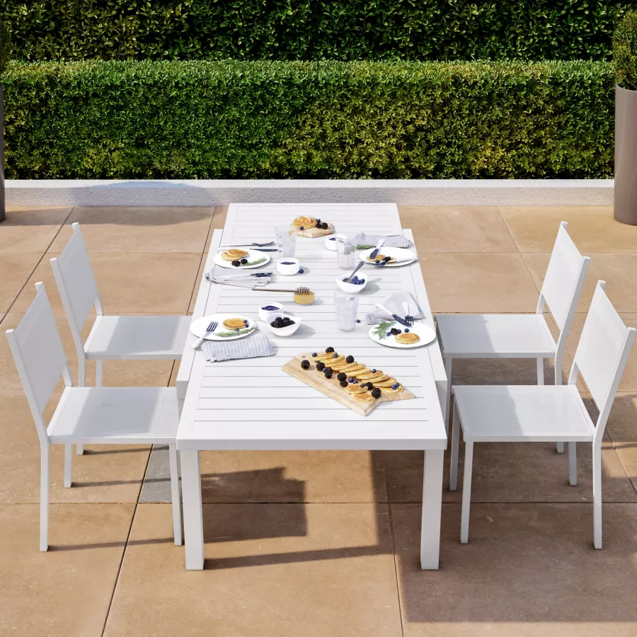 Tavolo da pranzo allungabile 160/240x90 cm in alluminio bianco – Carioca