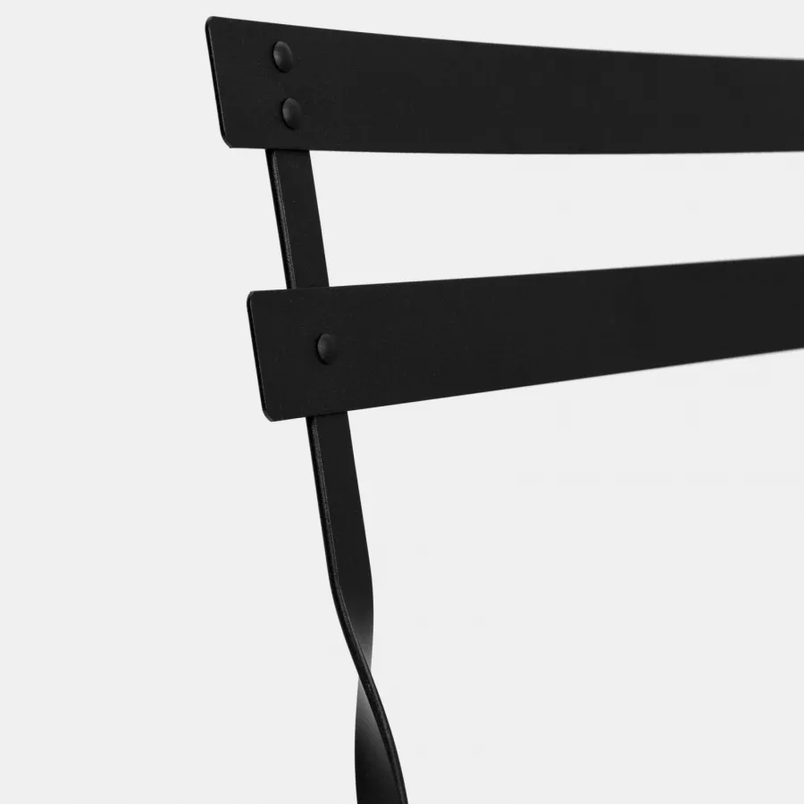 Set bistrot tavolo rotondo 60 cm e 2 sedie pieghevoli in metallo nero -  Atelier