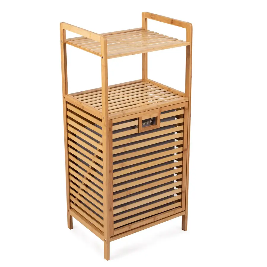 Portabiancheria in legno bambù estraibile con ripiano superiore da bagno o  lavanderia