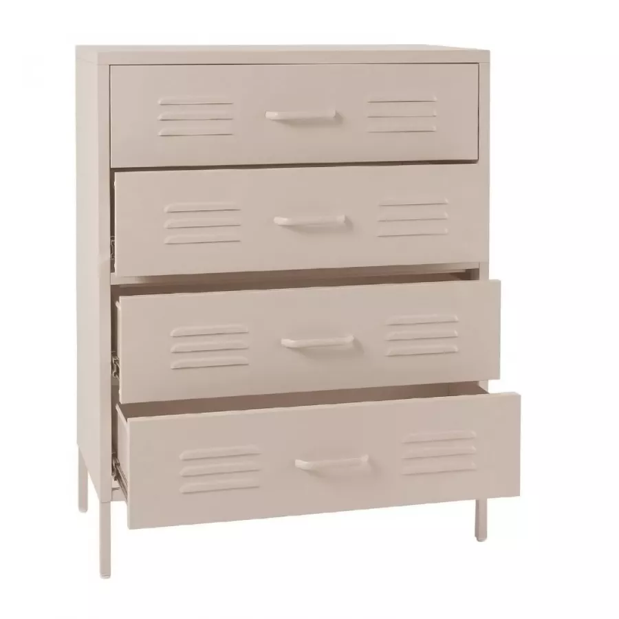 Cassettiera in Acciaio Comò con 4 Cassetti Organizzatore da Ufficio  Soggiorno Mobile Contenitore per Archivio 92 x 80 x 40 cm - Bianco  [en.casa]