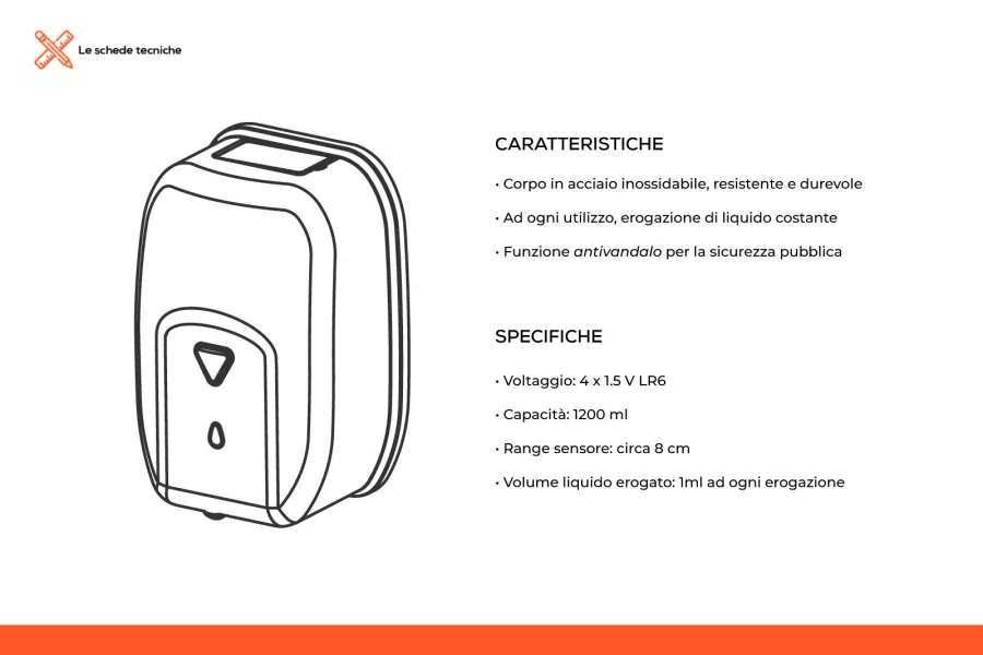 Dispenser automatico da appoggio per sapone e igienizzanti