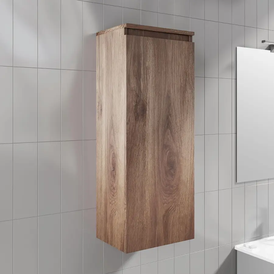 DEGHI MOBILI Colonna Bagno Sospesa 35X120 H Cm Caledonia Effetto Legno  Sbiancato Con Mensole A Giorno