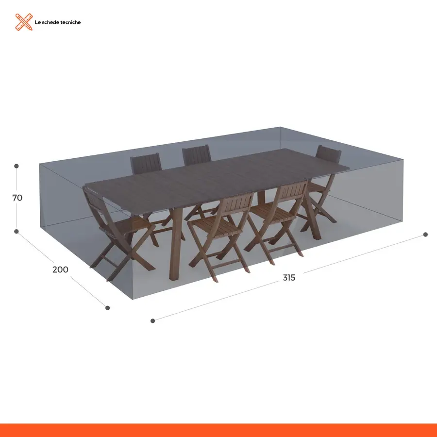 Telo di copertura per tavolo da esterno fino a 315 cm rettangolare in  tessuto impermeabile