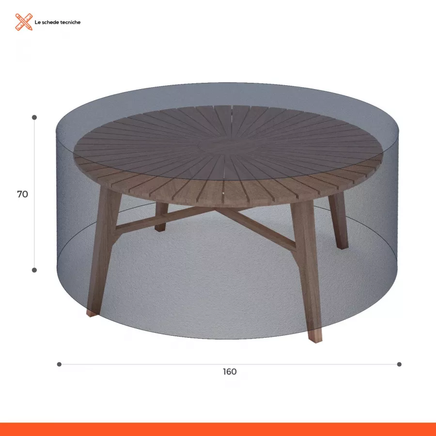 Telo di copertura per tavolo tondo 160 cm impermeabile e regolabile con  lacci