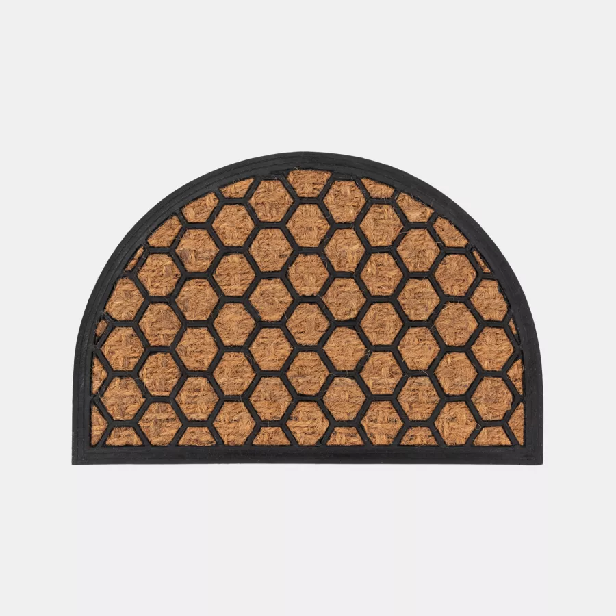 Zerbino ingresso 40x60 cm mezzaluna in coir e gomma pattern a nido d'ape