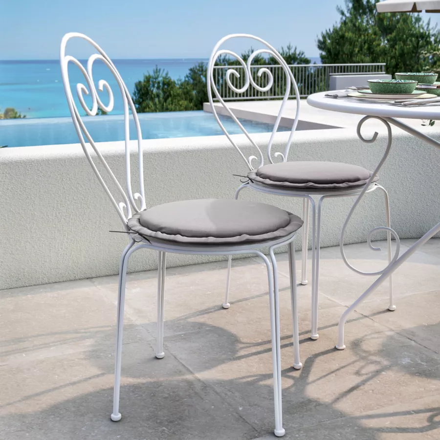 Cuscino Sedia Antiscivolo In Pelle 40x40x5 Cm – Imbottitura In Spugna, Con Cinghie Di Fissaggio E Cerniera, Per Esterno E Interno, Grigio