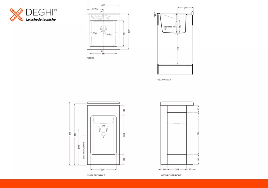 LAVATOIO LAVACRIL COLAVENE 45X50 BIANCO