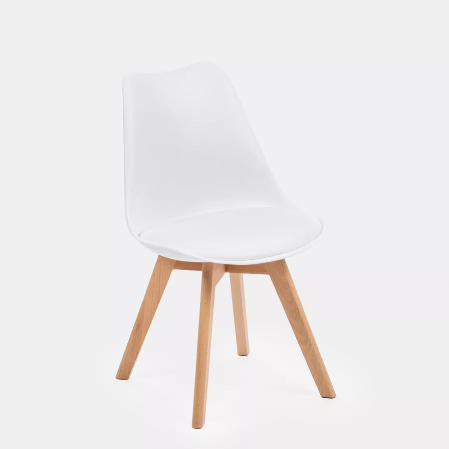 Set 4 sedie scandi bianche gambe in legno con cuscino - Alborg Plus