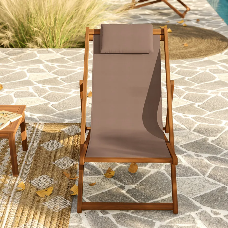 Budge Copertura Per Sedia A Sdraio Giardino 2 Pezzi: 89x89x188 Cm, Marrone Chiaro, Antivento