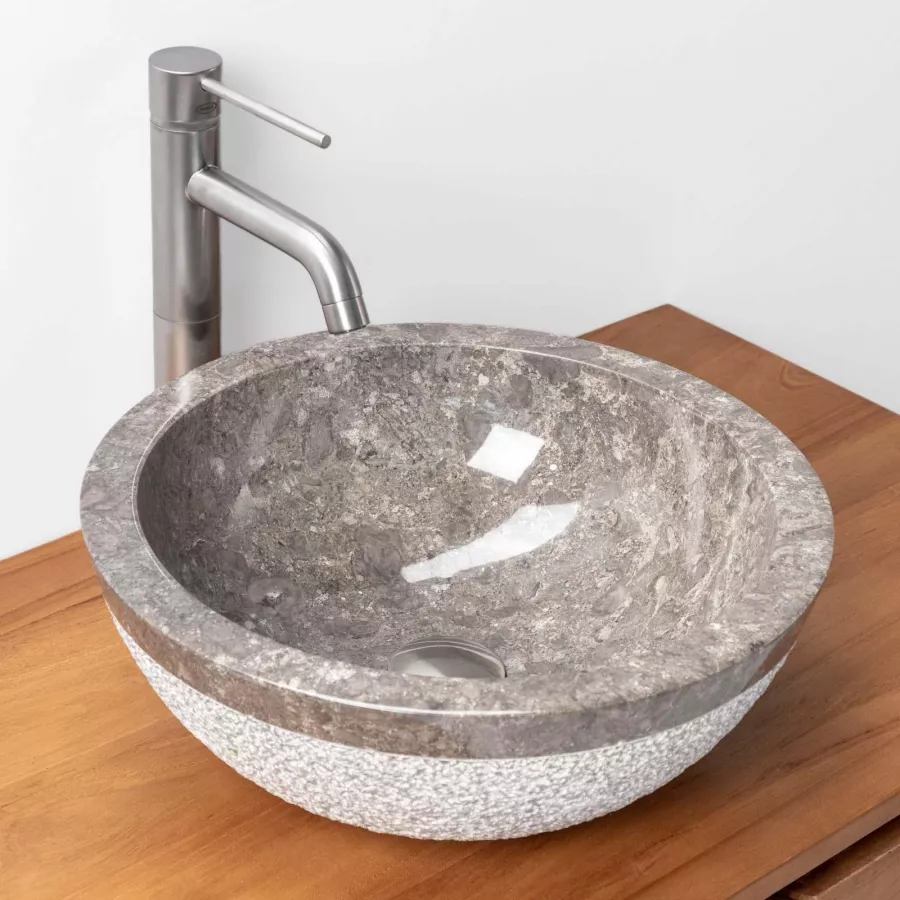 Lavandino in marmo grigio chiaro 40 cm - Accessori per bagno