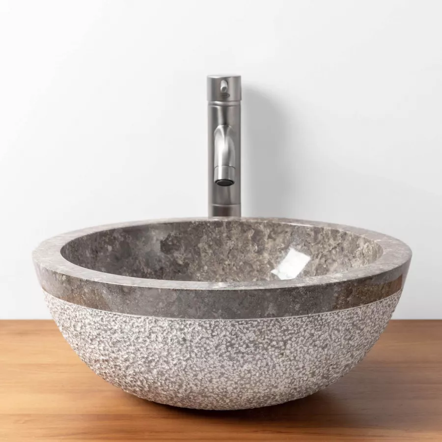 Lavandino in marmo grigio chiaro 40 cm - Accessori per bagno