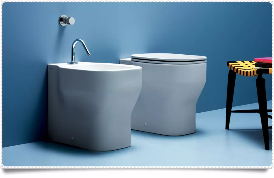 Sanitari filoparete Azzurra Glaze wc + bidet + Copriwc minimal