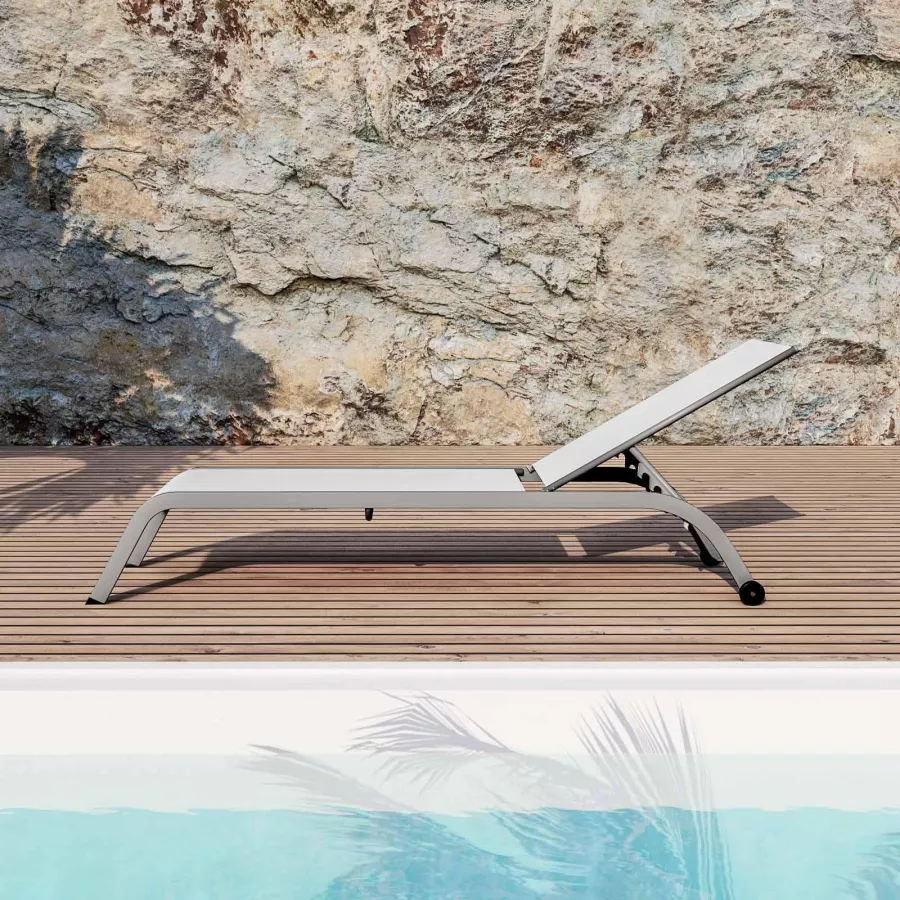 Sedia A Sdraio Pieghevole Duramax Newport - Telaio In Alluminio Bianco, 3 Posizioni, Con Poggiatesta, Per Giardino E Spiaggia
