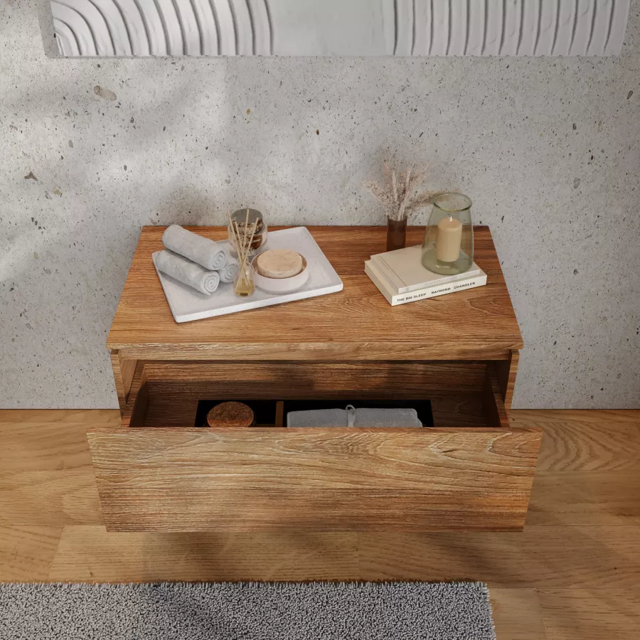 Mensola per lavabo mensolone bagno in legno laminato Rovere Sabbia