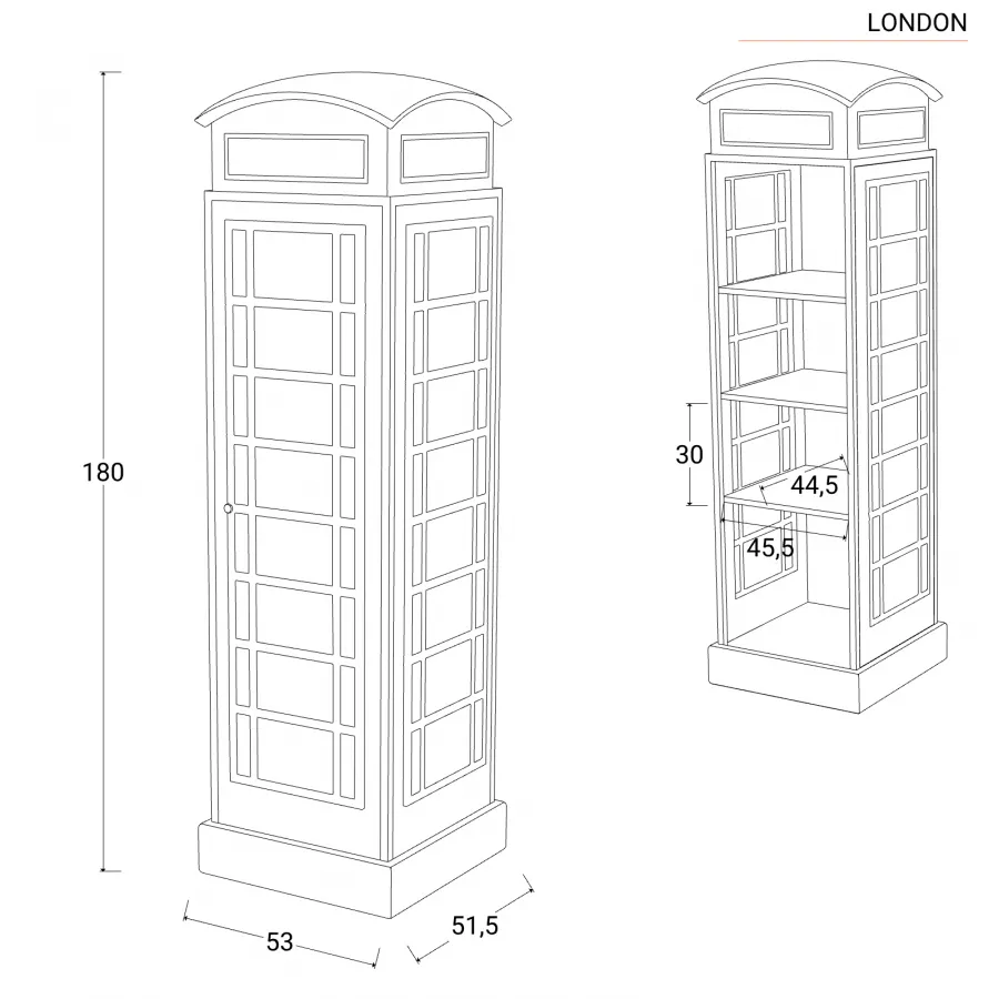 Scaffalatura per cabina telefonica inglese »Thecrazyfifties.es