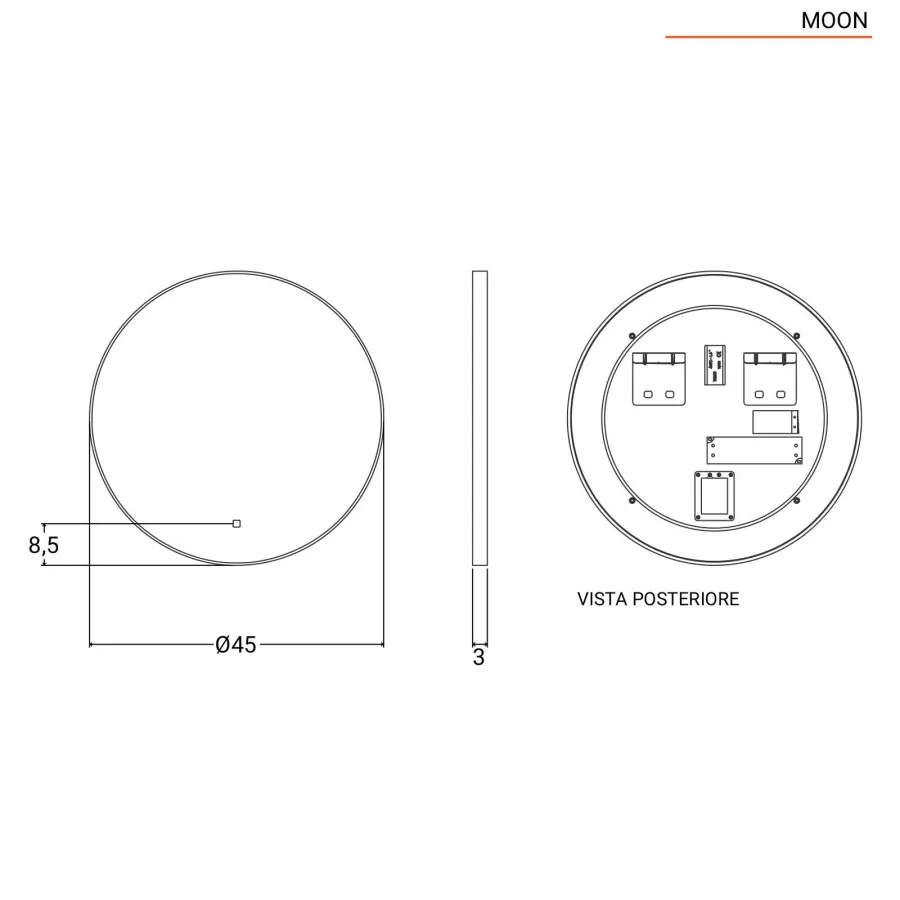 Specchiera Moon con illuminazione integrata