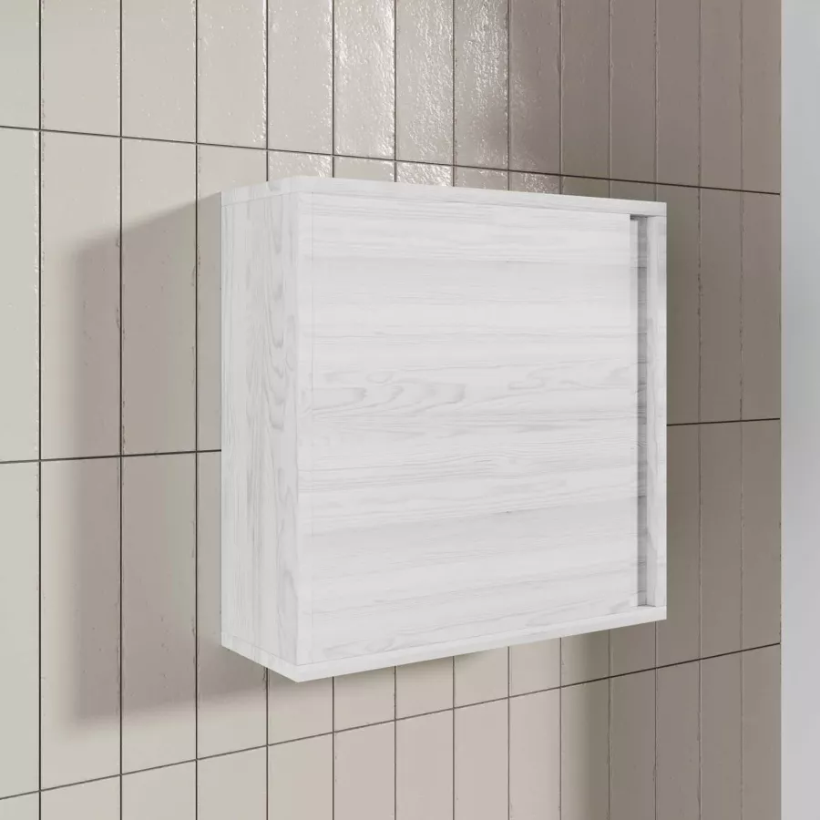Pensile bagno 45x45 cm effetto legno bianco alaska installazione reversibile