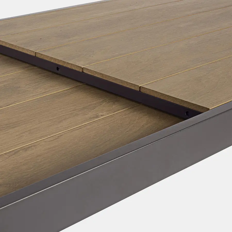 Tavolo allungabile per esterni 200/300x95 cm antracite top effetto legno