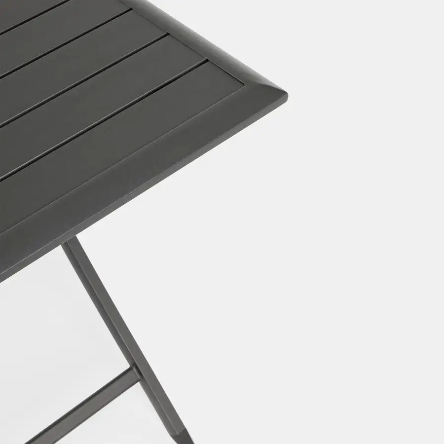 Tavolo da giardino pieghevole in alluminio antracite 70x70 cm