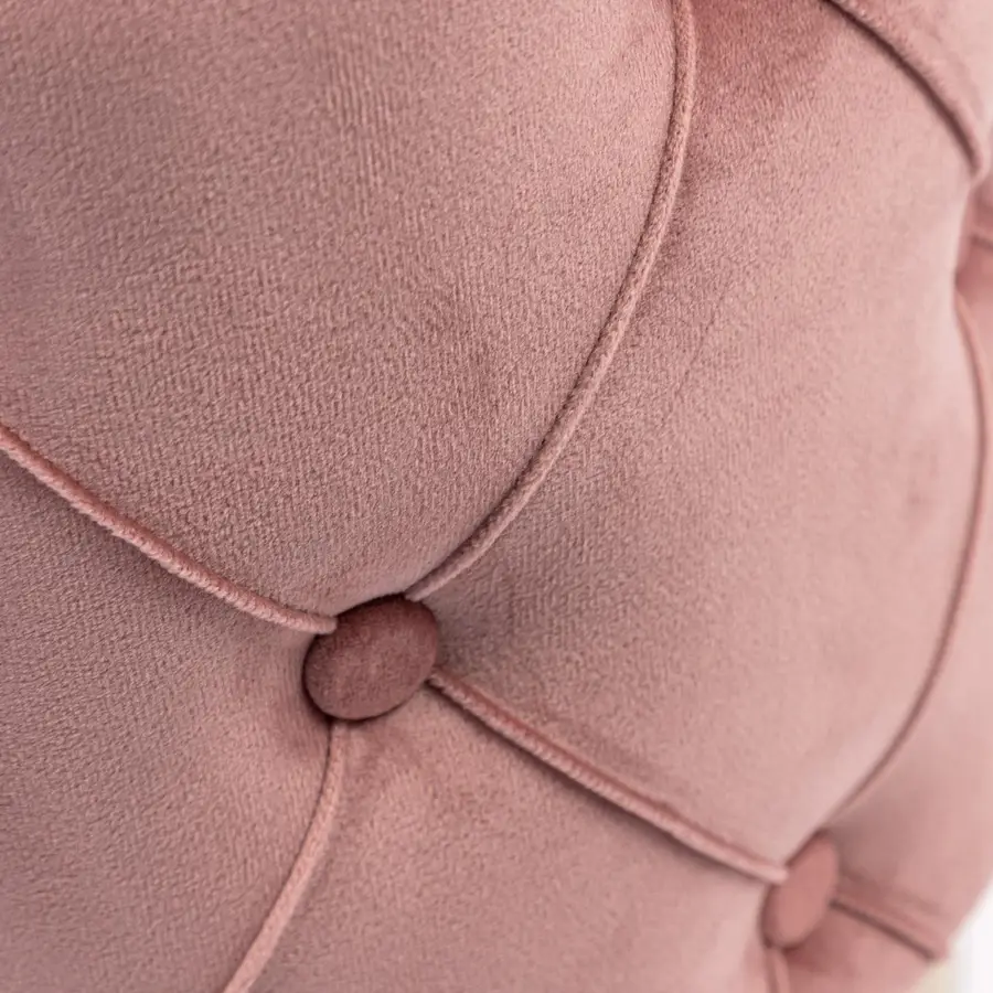 Pouf contenitore 33,5 cm in velluto matelassè rosa antico - Cerry