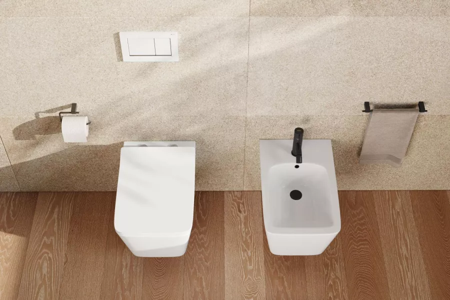 Wc + coprivaso soft sospeso Ceramica Globo SENZA BRIDA serie Stone 52 cm  BIANCO OPACO