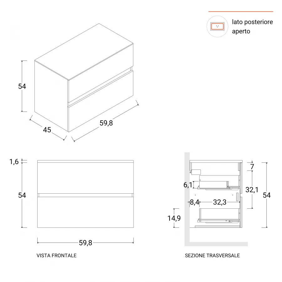 SALGAR Mobile Bagno Sospeso Lavabo 100 Cm Hpl Rovere Boemo Con Base Rovere  Albino E Specchio