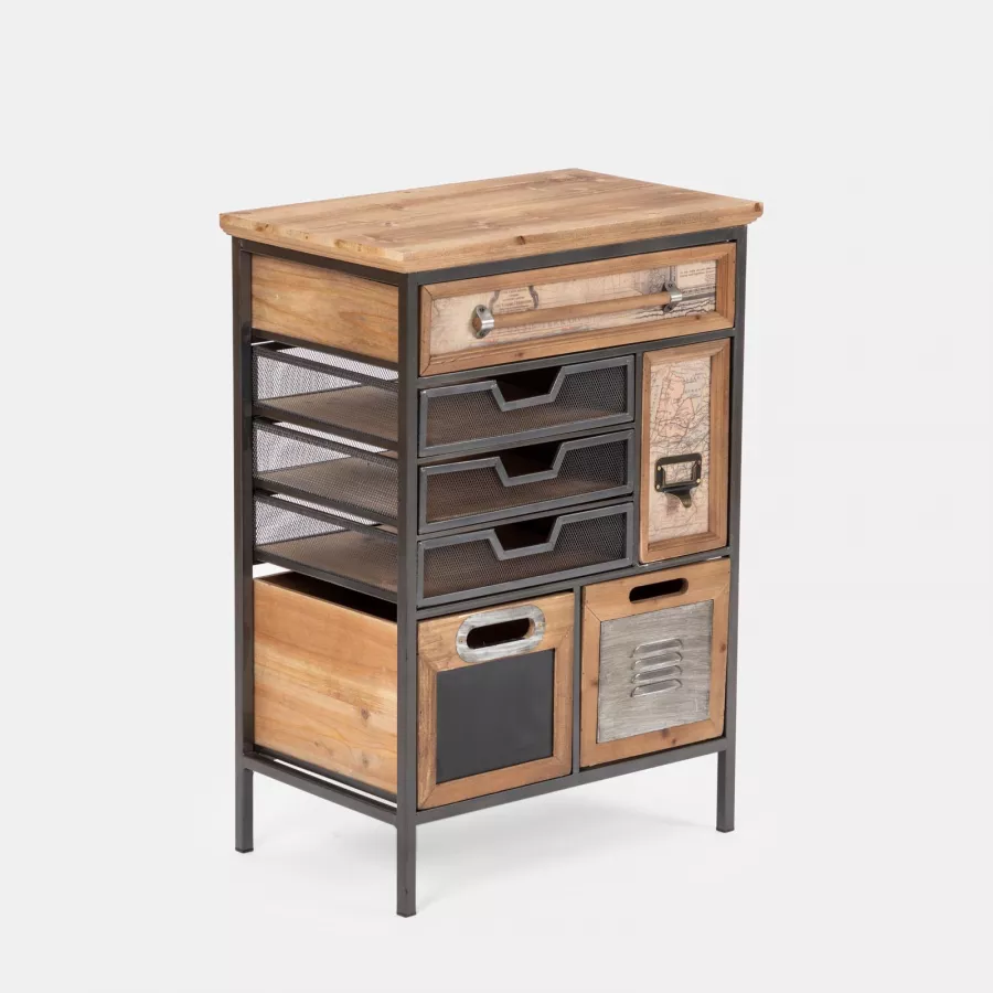 Cassettiera in legno e metallo divisa in 3 cassetti ingresso design – Colly  Shop