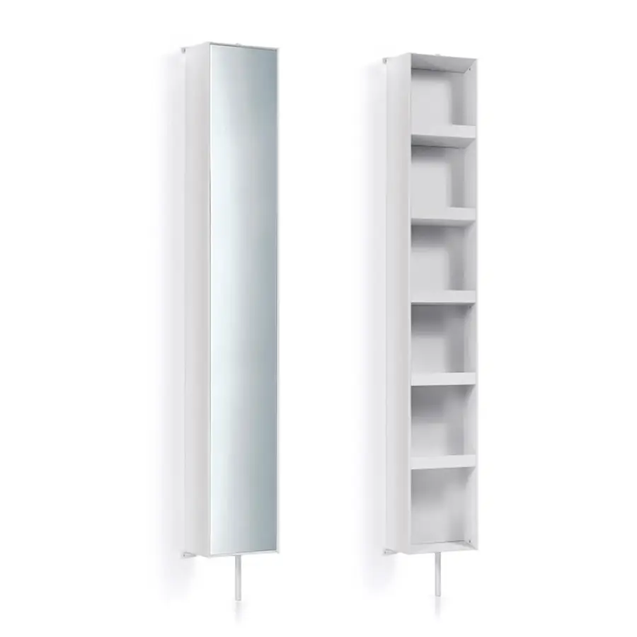 Colonna girevole in alluminio con specchio e 5 ripiani bianco 170h cm -  Ciacole di Lineabeta