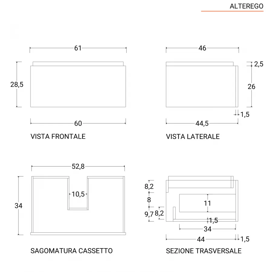 Mobile in frassino e in rovere