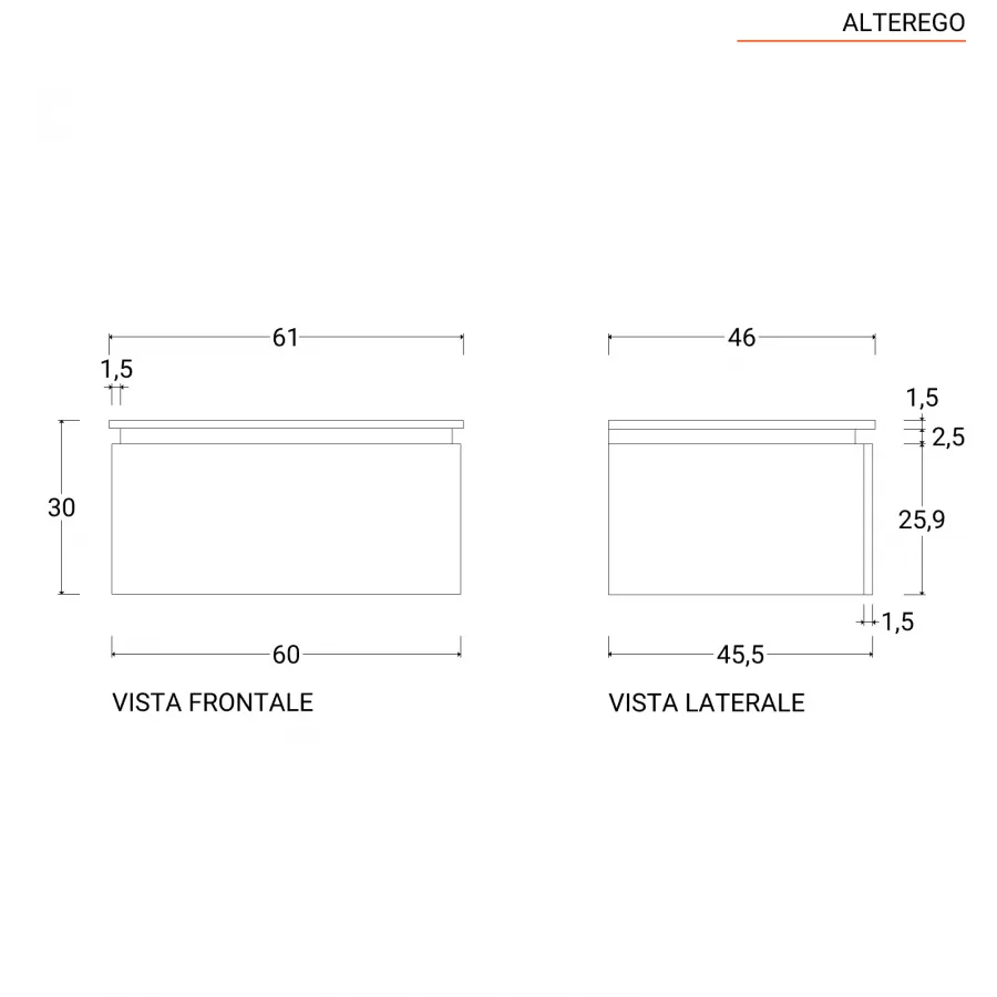 DEGHI MOBILI Mobile Bagno Sospeso 60 Cm Rovere Frassino Per Lavabo